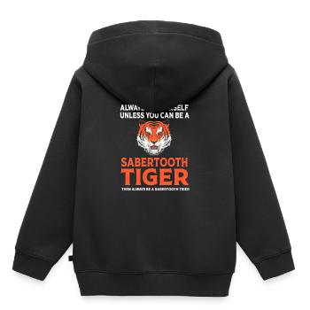 Tigre à dents de sabre Préhistorique - Sweat Premium à capuche enfant bio - noir - Dos - AI Model Kid Male (0cm)
