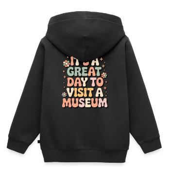 Museum - Kids Premium Organic Hoodie - black - Back - AI Model Kid Male (0cm)