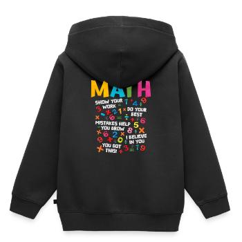 Mathe - Kinder Premium Organic Hoodie - Schwarz - Hinten - AI Model Kid Male (0cm)
