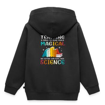 Préscolaire Lecture École primaire Enseignant de l’école primaire - Sweat Premium à capuche enfant bio - noir - Dos - AI Model Kid Male (0cm)