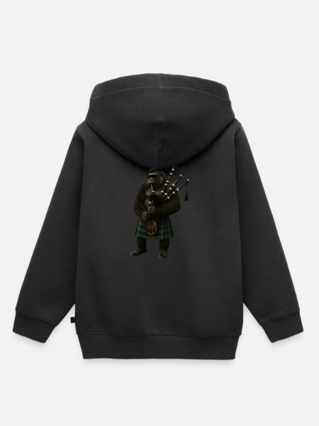 Gorilla Dudelsack - Kinder Premium Organic Hoodie - Schwarz