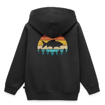 Karpfen - Kinder Premium Organic Hoodie - Schwarz - Hinten - AI Model Kid Male (0cm)