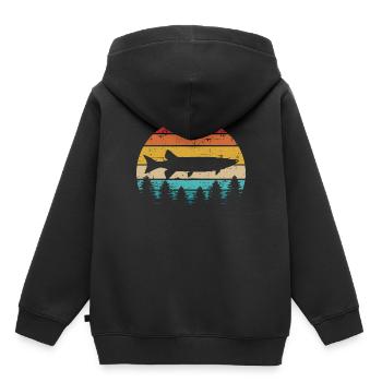 brochet - Sweat Premium à capuche enfant bio - noir - Dos - AI Model Kid Male (0cm)