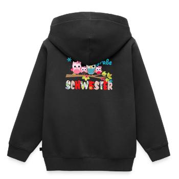 große Schwester Vogelfamilie - Kinder Premium Organic Hoodie - Schwarz - Hinten - AI Model Kid Male (0cm)