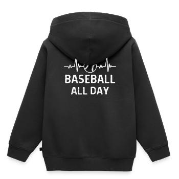 Baseball Spieler Baseball Sprüche Geschenk - Kinder Premium Organic Hoodie - Schwarz - Hinten - AI Model Kid Male (0cm)