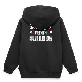 Loved By A French Bulldog - Kinder Premium Organic Hoodie - Schwarz - Hinten - AI Model Kid Male (0cm)
