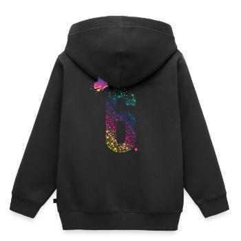 Butterfly - j’ai enfin 6 ans - Sweat Premium à capuche enfant bio - noir - Dos - AI Model Kid Male (0cm)