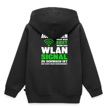 WLAN-Signal zu schwach Teenager Aufräumen Spruch - Kinder Premium Organic Hoodie - Schwarz - Hinten - AI Model Kid Male (0cm)