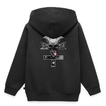 Croix inversée avec pentagramme et crâne - Sweat Premium à capuche enfant bio - noir - Dos - AI Model Kid Male (0cm)