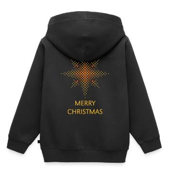 Joyeux Noël (Points de Noël étoiles / Or) - Sweat Premium à capuche enfant bio - noir - Dos - AI Model Kid Male (0cm)