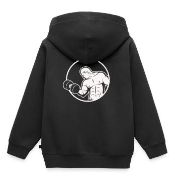 Musculation Haltérophilie Fitness Workout - Sweat Premium à capuche enfant bio - noir - Dos - AI Model Kid Male (0cm)