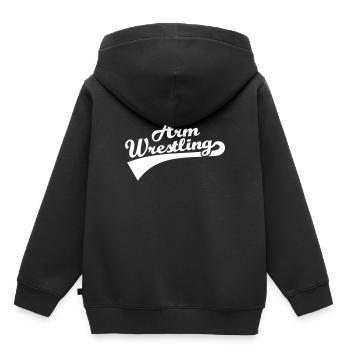 Armdrücken - Kinder Premium Organic Hoodie - Schwarz - Hinten - AI Model Kid Male (0cm)