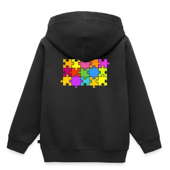 puzzle - Sweat Premium à capuche enfant bio - noir - Dos - AI Model Kid Male (0cm)