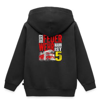 Kinder Feuerwehr T-Shirt 5. Geburtstag Junge 5 - Kinder Premium Organic Hoodie - Schwarz - Hinten - AI Model Kid Male (0cm)