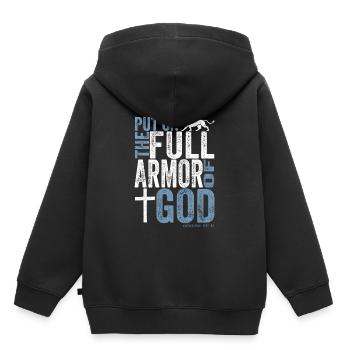 Jesus Christus Shirt Waffenrüstung Epheser 6, 10 - Kinder Premium Organic Hoodie - Schwarz - Hinten - AI Model Kid Male (0cm)
