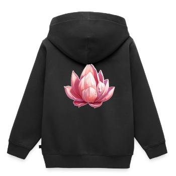Lotusblüte - Kinder Premium Organic Hoodie - Schwarz - Hinten - AI Model Kid Male (0cm)