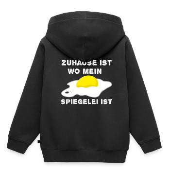Zuhause Ist Wo Mein Spiegelei Ist Eierfan - Kinder Premium Organic Hoodie - Schwarz - Hinten - AI Model Kid Male (0cm)