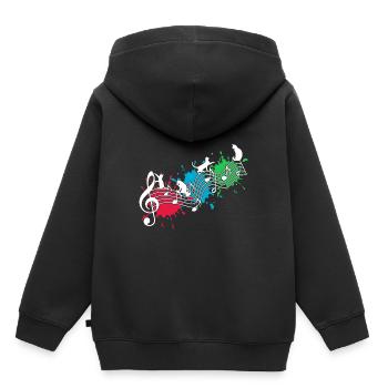 Lustige Katzen Notenlinien Farbkleckse - Kinder Premium Organic Hoodie - Schwarz - Hinten - AI Model Kid Male (0cm)