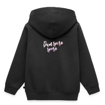 Citation latine - Sweat Premium à capuche enfant bio - noir - Dos - AI Model Kid Male (0cm)