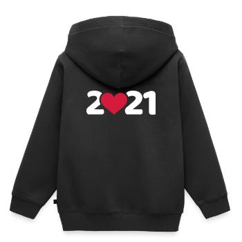 2021 - Kinder Premium Organic Hoodie - Schwarz - Hinten - AI Model Kid Male (0cm)