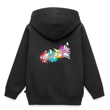 Lustige Katzen Notenlinien Farbkleckse - Kinder Premium Organic Hoodie - Schwarz - Hinten - AI Model Kid Male (0cm)