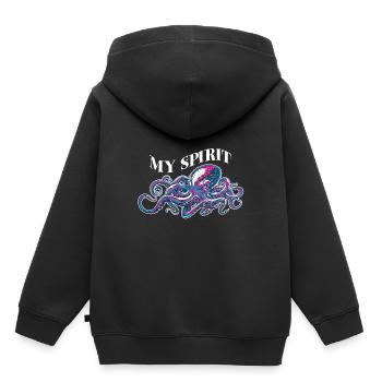 Pieuvres kalmar des octopodes des eaux profondes - Sweat Premium à capuche enfant bio - noir - Dos - AI Model Kid Male (0cm)