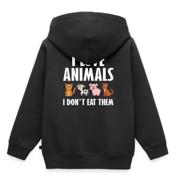 Vegetarier Tierschutz Veganer Vegetarisch Veggie - Kinder Premium Organic Hoodie - Schwarz - Hinten - AI Model Kid Male (0cm)
