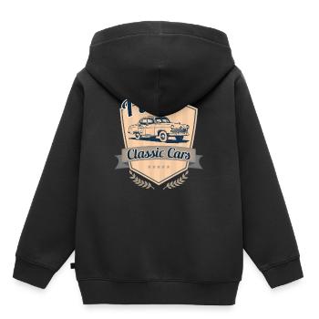 Voitures classiques - J'aime les voitures classiques, les voitures - Sweat Premium à capuche enfant bio - noir - Dos - AI Model Kid Male (0cm)