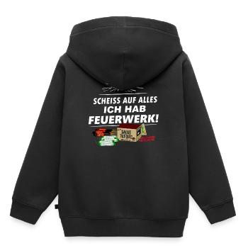 Pyro .. auf alles Ich hab Silvester Feuerwerk - Kinder Premium Organic Hoodie - Schwarz - Hinten - AI Model Kid Male (0cm)