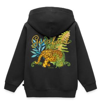 Girafant dans la jungle - Sweat Premium à capuche enfant bio - noir - Dos - AI Model Kid Male (0cm)