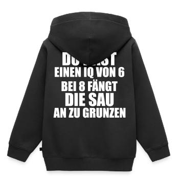 IQ dumm schlau sau spruch fun lustig - Kinder Premium Organic Hoodie - Schwarz - Hinten - AI Model Kid Male (0cm)