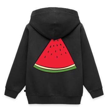 Wassermelone - Scheibe, Stück, viertel, Dreieck - Kinder Premium Organic Hoodie - Schwarz - Hinten - AI Model Kid Male (0cm)
