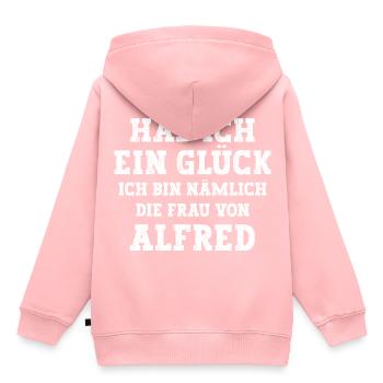 Ich bin die Frau von Alfred Hochzeit - Kinder Premium Organic Hoodie - Rosa - Hinten - AI Model Kid Female (0cm)