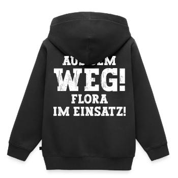 Flora Lustiger Spruch Vorname Name Flora - Kinder Premium Organic Hoodie - Schwarz - Hinten - AI Model Kid Male (0cm)