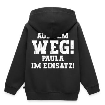 Paula Lustiger Spruch Vorname Name Paula - Kinder Premium Organic Hoodie - Schwarz - Hinten - AI Model Kid Male (0cm)