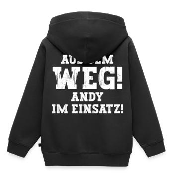 Andy Lustiger Spruch Vorname Name Andy - Kinder Premium Organic Hoodie - Schwarz - Hinten - AI Model Kid Male (0cm)