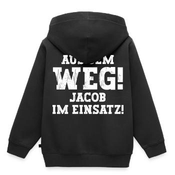 Jacob Lustiger Spruch Vorname Name Jacob - Kinder Premium Organic Hoodie - Schwarz - Hinten - AI Model Kid Male (0cm)