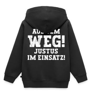 Justus Lustiger Spruch Vorname Name Justus - Kinder Premium Organic Hoodie - Schwarz - Hinten - AI Model Kid Male (0cm)