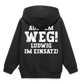 Ludwig Lustiger Spruch Vorname Name Ludwig - Kinder Premium Organic Hoodie - Schwarz - Hinten - AI Model Kid Male (0cm)