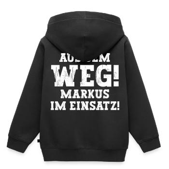 Markus Lustiger Spruch Vorname Name Markus - Kinder Premium Organic Hoodie - Schwarz - Hinten - AI Model Kid Male (0cm)