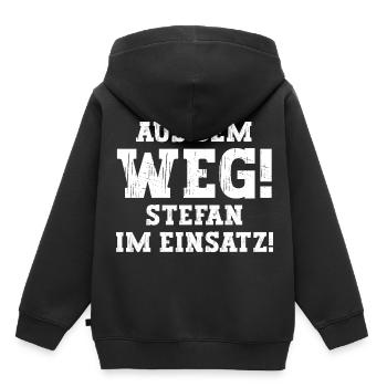 Stefan Lustiger Spruch Vorname Name Stefan - Kinder Premium Organic Hoodie - Schwarz - Hinten - AI Model Kid Male (0cm)