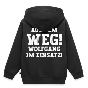 Wolfgang Lustiger Spruch Vorname Name Wolfgang - Kinder Premium Organic Hoodie - Schwarz - Hinten - AI Model Kid Male (0cm)