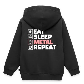 Eat sleep Heavy Metal repeat - Kinder Premium Organic Hoodie - Schwarz - Hinten - AI Model Kid Male (0cm)