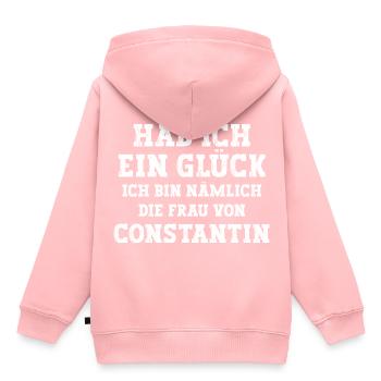 Ich bin die Frau von Constantin Hochzeit - Kinder Premium Organic Hoodie - Rosa - Hinten - AI Model Kid Female (0cm)