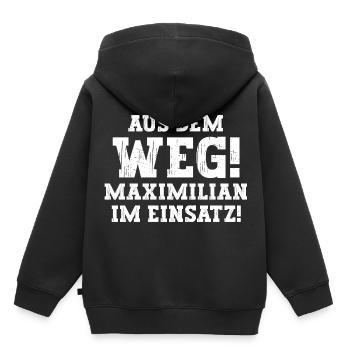 Maximilian Lustiger Spruch Vorname Name Maximilian - Kinder Premium Organic Hoodie - Schwarz - Hinten - AI Model Kid Male (0cm)