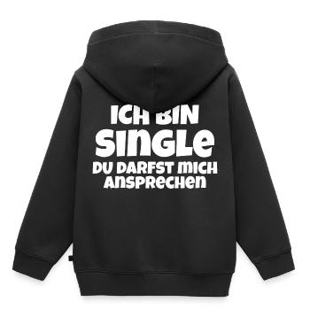 Ich bin single du darfst mich ansprechen - Kinder Premium Organic Hoodie - Schwarz - Hinten - AI Model Kid Male (0cm)