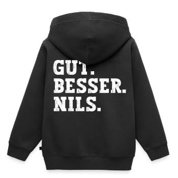 Gut Besser Nils Lustiger Spruch Name Nils - Kinder Premium Organic Hoodie - Schwarz - Hinten - AI Model Kid Male (0cm)