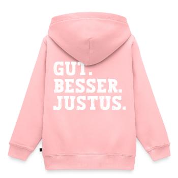 Gut Besser Justus Lustiger Spruch Name Justus - Kinder Premium Organic Hoodie - Rosa - Hinten - AI Model Kid Female (0cm)