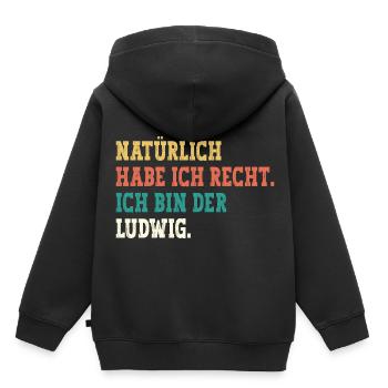 Ludwig Lustiger Spruch Vorname Name Ludwig - Kinder Premium Organic Hoodie - Schwarz - Hinten - AI Model Kid Male (0cm)