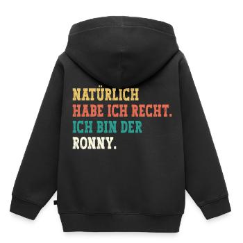 Ronny Lustiger Spruch Vorname Name Ronny - Kinder Premium Organic Hoodie - Schwarz - Hinten - AI Model Kid Male (0cm)